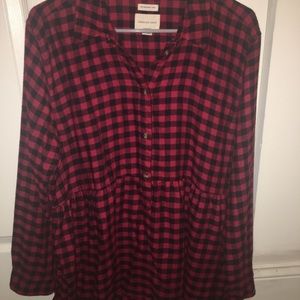 American Eagle Buffalo Plaid Peplum Shirt